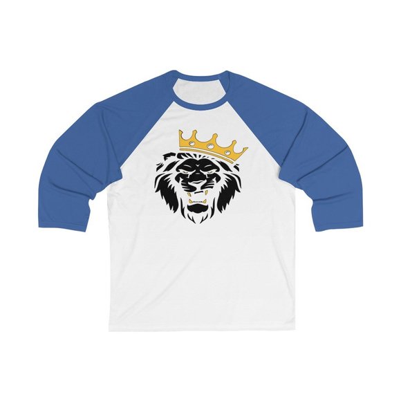 SBC Black & Gold Lion Unisex 3/4 Sleeve Red Baseball Tee - Picture 2 of 4
